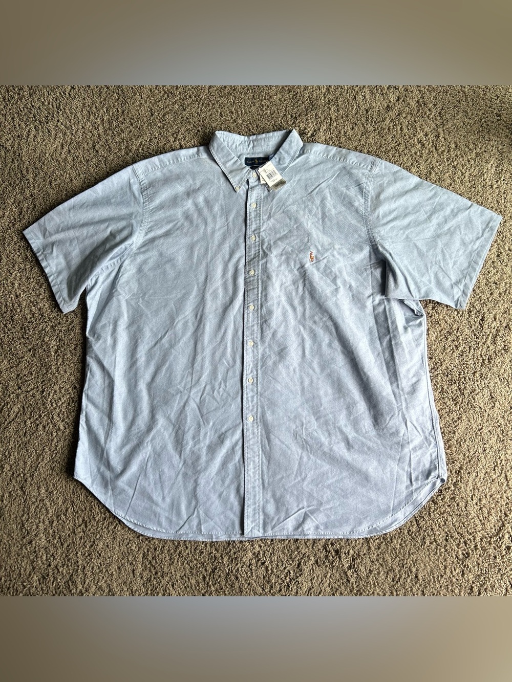 NWT Polo Ralph Lauren Shirt Mens 4XL Tall Light Blue Chambray Oxford Button Up